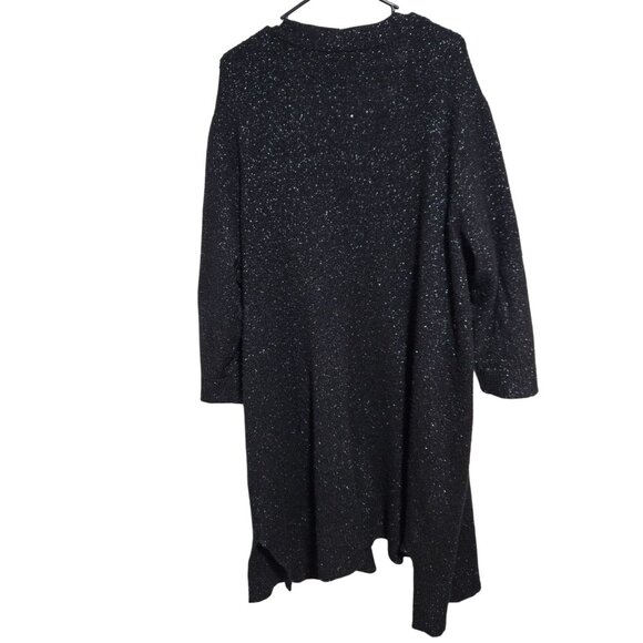 Lane Bryant Open Front Cardigan Duster Size 18 20 Black Sparkle Long Sweater - Picture 2 of 4